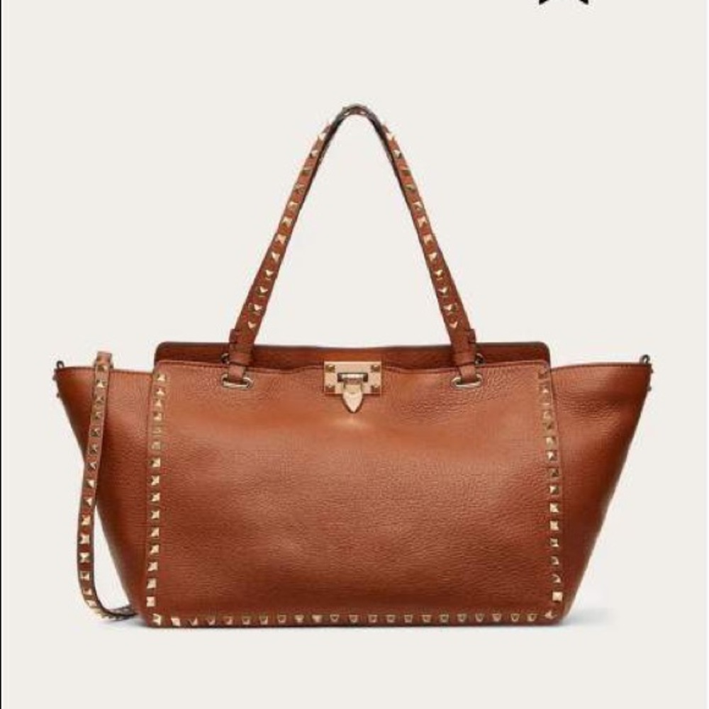 Valentino Rockstud Grainy Brown Calfskin Medium